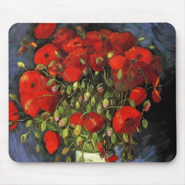 Mousepad Vase com papagaios vermelhos por Vincent van Gogh (Frente)