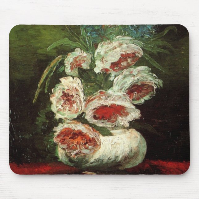 Mousepad Vase com Peonies por Vincent van Gogh (Frente)