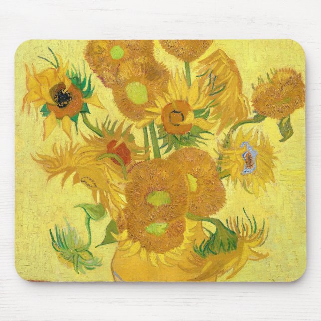 Mousepad Vase com quinze girassóis por Vincent Van Gogh (Frente)