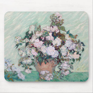 Mousepad Vase com Rosas Rosa, Van Gogh