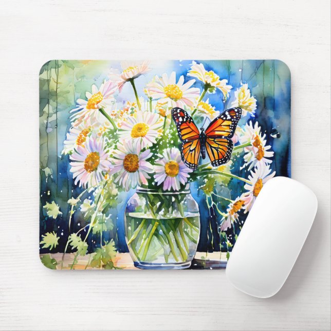 Mousepad Vase de Daisies Bonito Floral (Com mouse)