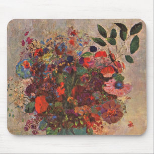 Mousepad Vase Turca por Odilon Redon, Flores Vintage Art
