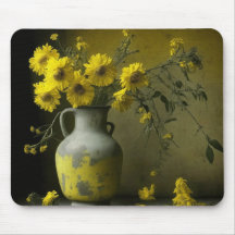 Vaso Antigo de Flores Amarelas