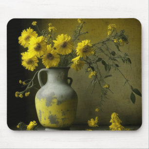 Mousepad Vaso Antigo de Flores Amarelas
