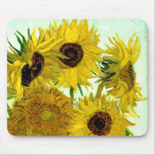 Mousepad Vaso com doze girassóis, belas artes de Van Gogh