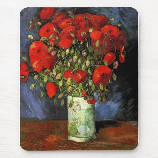 Mousepad Vaso com Papoulas Vermelhas Vincent van Gogh (Frente)