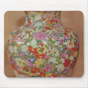Mousepad Vaso cor-de-rosa de Famille com os fleurs de um