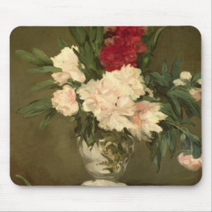 Mousepad Vaso de Manet das peônias em um suporte pequeno