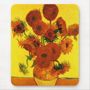 Mousepad Vaso de Vida Contínua com 15 Girassóis Vincent v