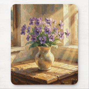 Mousepad Vaso de Violetas Roxas Impasto