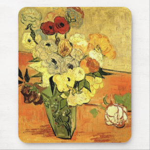 Mousepad Vaso Japonês, Rosas, Anêmonas por Vincent van Gogh