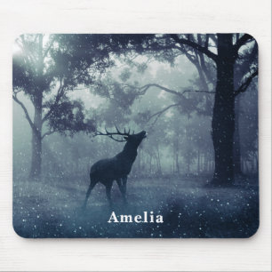 Mousepad Veado com Barcos numa Floresta Sombria