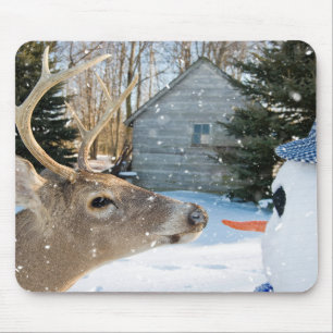 Mousepad veado com boneco de neve