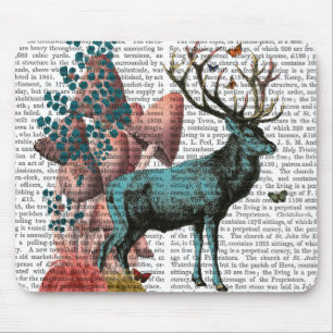 Mousepad Veado de Turquesa na Floresta de Cogumelo