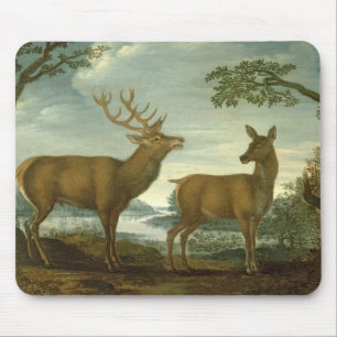 Mousepad Veado e traseiro em uma paisagem arborizada