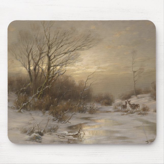 Mousepad Veado em Paisagem de Inverno - Désiré Thomassin (Frente)