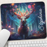 Mousepad Veado Floral Personalizado<br><div class="desc">Traga um toque de encanto para o seu espaço de trabalho com este mouse pad personalizado com um veado gracioso adornado com vibrantes galhos florais. As cores brancas do design e do pastel macio criam uma atmosfera calmante e inspiradora. Torne-o exclusivamente seu, adicionando seu nome ou uma mensagem especial. A...</div>