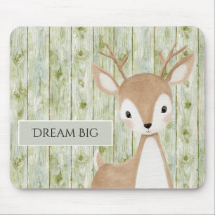 Mousepad Veado Fofo de Madeira Falsa Verde
