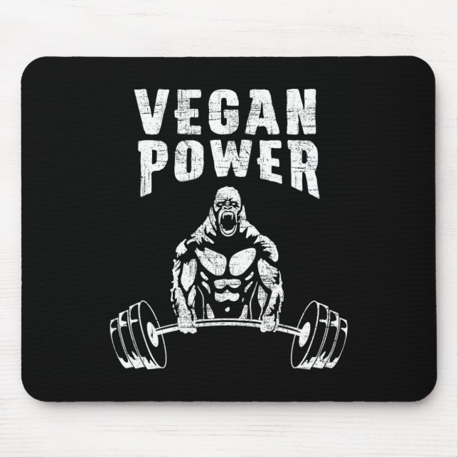 Mousepad Vegan Power Gorilla Bodybuilding Gym Workout (Frente)
