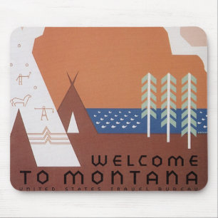 Mousepad Veja a América Bem-vindo a Montana, Viagens Antiga