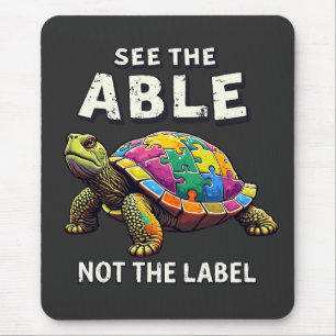 Mousepad Veja o Able, não os amantes da Tartaruga do Autism
