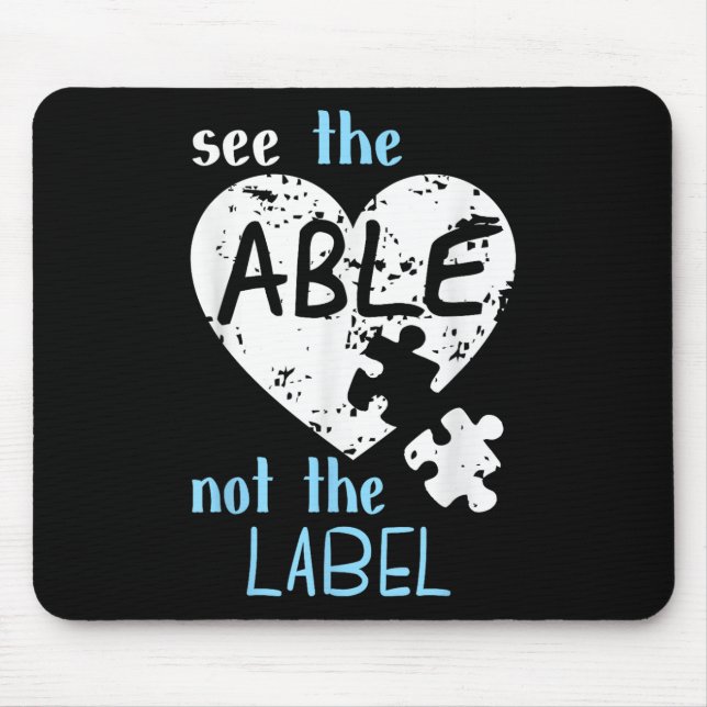 Mousepad Veja O Capaz Não O Rótulo Mês de Conscientização d (Frente)