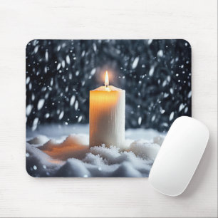 Mousepad Vela Brilhante Em Flocos De Neve