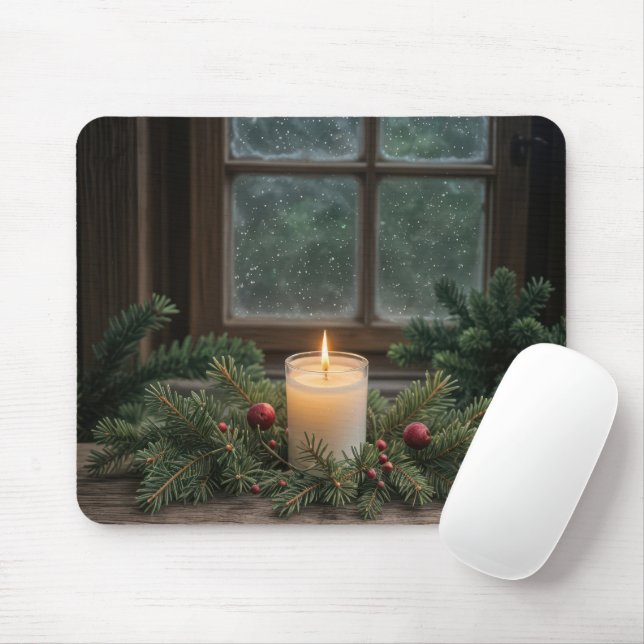 Mousepad Vela De Natal Em Sucursais De Pinheiro (Com mouse)
