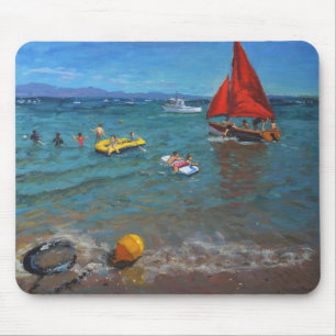 Mousepad Velas amarelas Abersoch da bóia e do vermelho