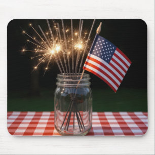 Mousepad Velas de 4 de Julho com Bandeira Americana