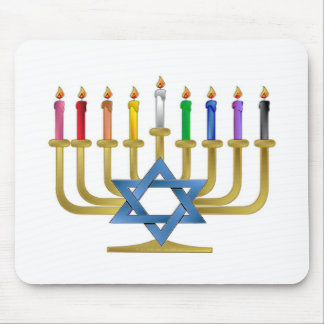 Mousepad Velas de Arco-íris de Hanuka Menorah Dourada