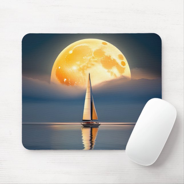 Mousepad veleiro e lua cheia (Com mouse)