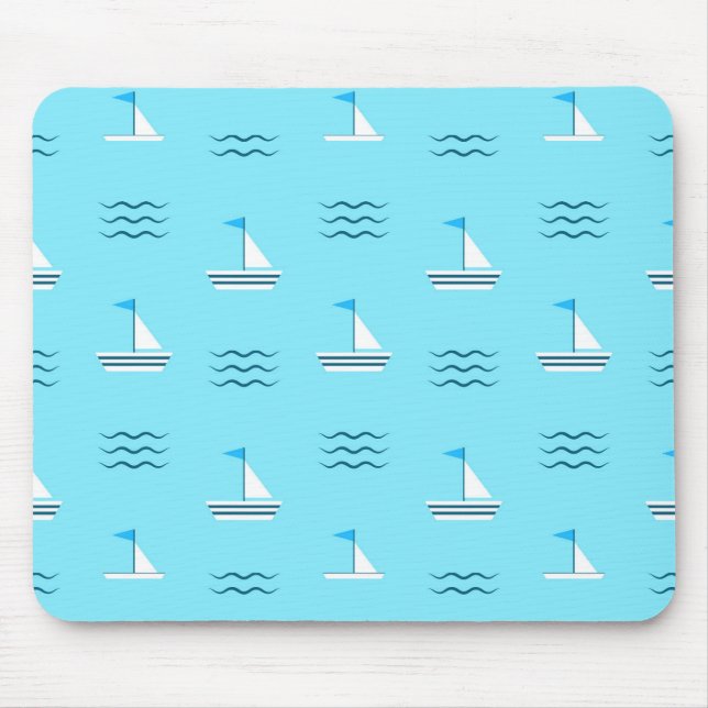 Mousepad Veleiros no teste padrão azul do mar (Frente)