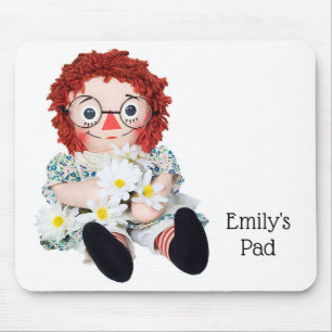 Mousepad velha boneca de pano com margaridas