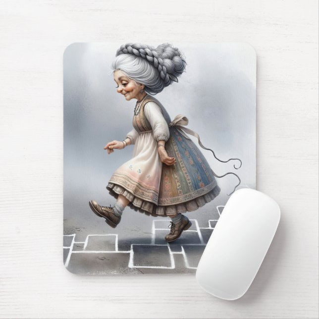 Mousepad Velha Senhora Comprando Em Quadrados De Jogo (Com mouse)