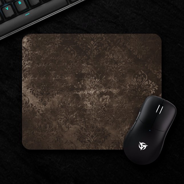 Mousepad Velvety Bronze Damask | Grunge Barroco Marrom (Criador carregado)