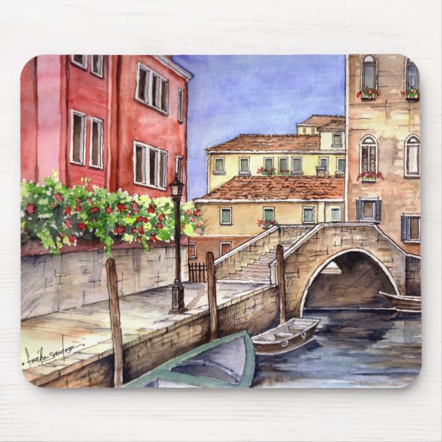 Mousepad Veneza - Caneta e Wash Watercolor (Frente)