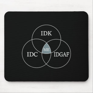 Mousepad Venn Diagram Idgaf Funny Meme Science Scifi Idc Id