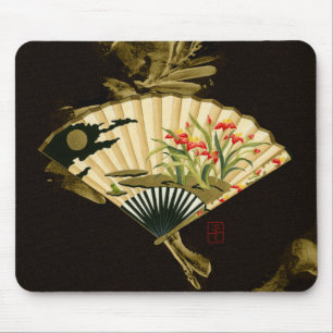 Mousepad Ventilador oriental esmagado com Design Floral