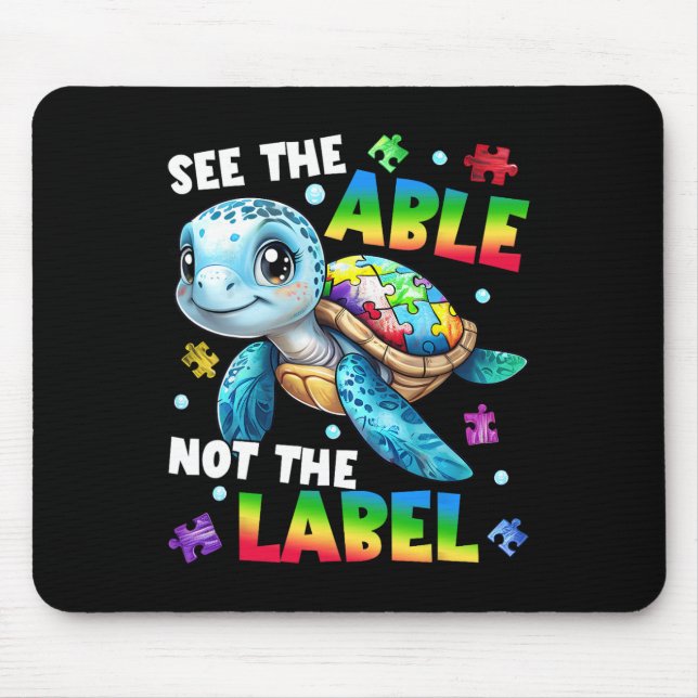 Mousepad Ver O Capaz Não O Rótulo Tartaruga Conscientização (Frente)