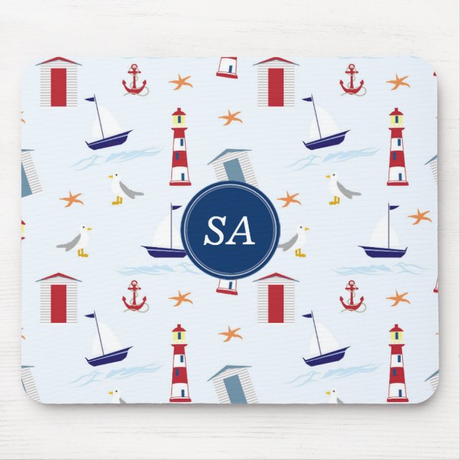 Mousepad Verão Branco Azul Azul-Azul Personalizado (Frente)