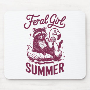 Mousepad Verão da Menina Feral Férias do Guaxinim Panda Lix