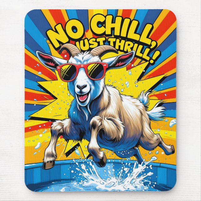 Mousepad Verão de Cabra Selvagem Retro Piscina Splash (Frente)