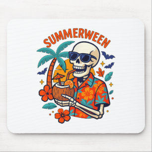 Mousepad Verão de Halloween Esqueleto Assustador Férias Flo