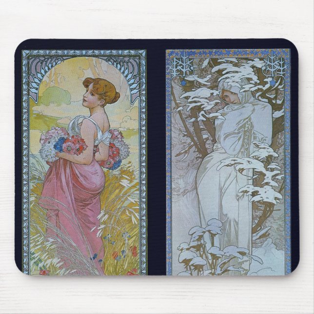 Mousepad "Verão e inverno " de Alphonse Mucha (Frente)