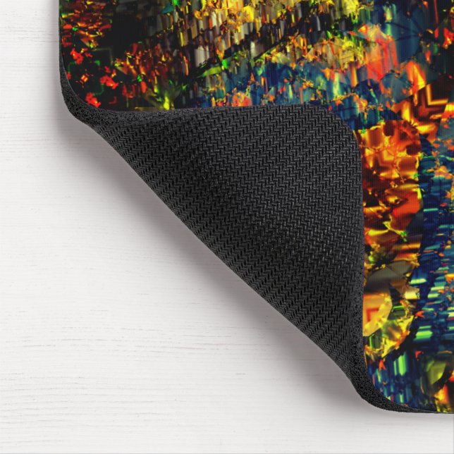 Mousepad Verde Amarelo Vermelho no Papel Escuro Flor e Dest (Canto)