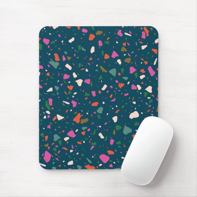 Mousepad Verde Azul Escuro com Teal Cor de Laranja Rosa Ter (Com mouse)