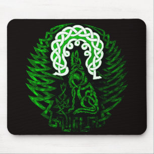 Mousepad Verde celta do lobo/lua
