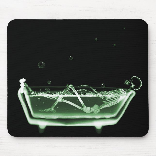 Mousepad Verde de esqueleto do preto do banho do raio X (Frente)
