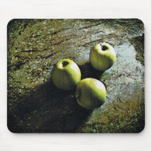 Mousepad verde de três maçãs